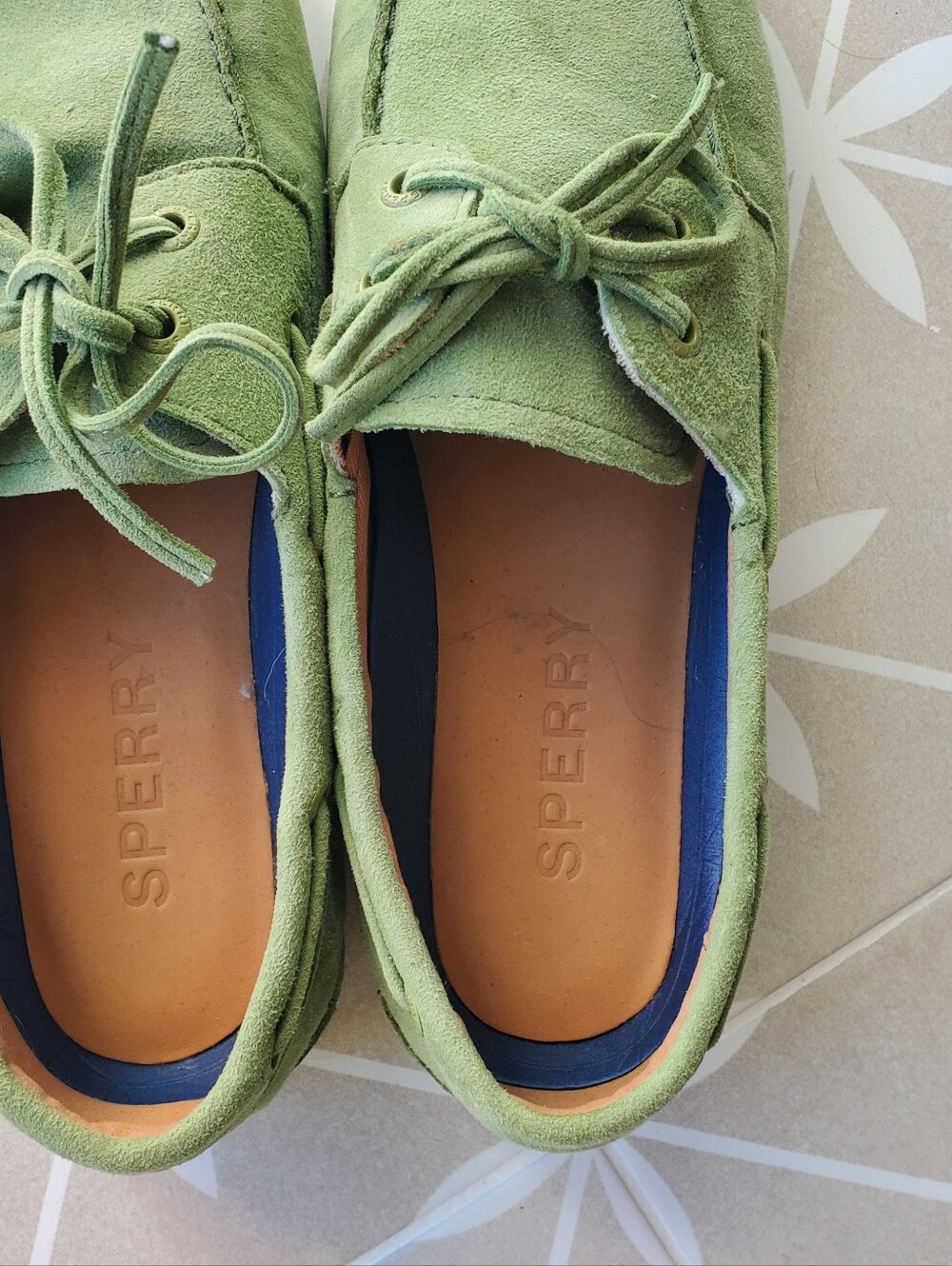 Sperry Slimboat Woman's Olive Green Suede Boat Shoes-size 8.5